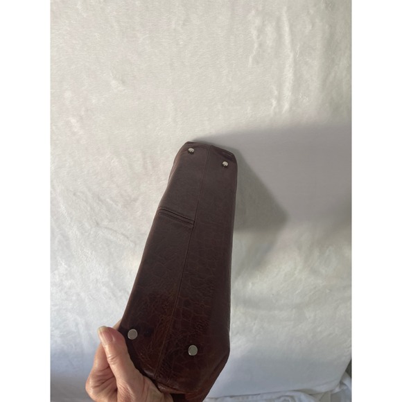 Vtg Pierre Cardin Brown Textured Leather Shoulder Bag Gold Logo Hardware 1970's - Picture 9 of 14